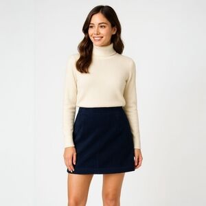 Kotn Corduroy Mini Skirt - Minimalist Preppy Chic Academia Navy - Size S